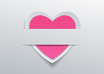 Heart with pink pattern on gray background