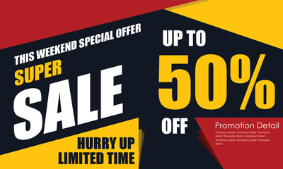 Sale banner template background, Big sale special offer up to 50%. end of season super sale banner. black friday. modern sale design. vector illustration. - Vector