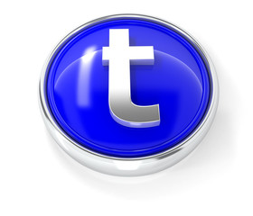 Obraz premium t icon on glossy blue round button