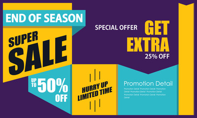 Sale banner template background, Big sale special offer up to 50%. end of season super sale banner. black friday. modern sale design. vector illustration. - Vector