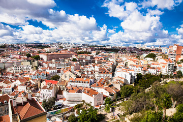 Fototapeta na wymiar Aerial view of the Lisbon old town center with main streets and squares . Portugal.