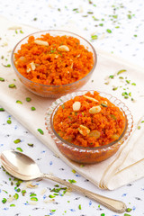 Indian Popular Sweet Food Carrot Halwa Also Know as Gajar ka Halwa, Carrot Dessert, Carrot Halva or Gajrela is a Carrot-Based Sweet Dessert Pudding From India