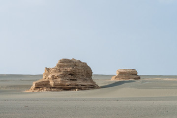 Fototapeta na wymiar Yardang rocks in gobi desert in Dunhuang Yardang National Geopark, near Dunhuang, Gansu, China