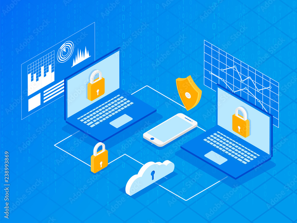 Poster technology security concept. data cyber security background.