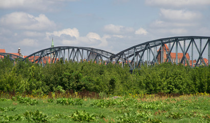 Fototapeta na wymiar Jozef Piłsudski bridge in Torun. Poland