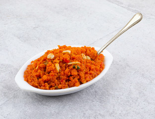 Indian Popular Sweet Food Carrot Halwa Also Know as Gajar ka Halwa, Carrot Dessert, Carrot Halva or Gajrela is a Carrot-Based Sweet Dessert Pudding From India