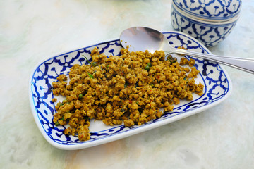 Stir-fried pork chops in southern Thailand