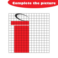 Complete the picture, gift box in cartoon style, drawing skills training, educational paper game for the development of children, kids preschool activity, printable worksheet, vector illustration
