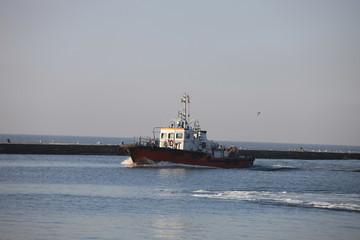 Fototapeta premium Patrol ship during marine inspection in the seaport