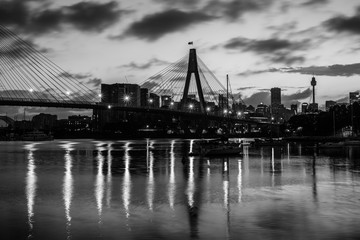 City and bridge view at dawn