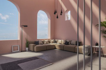 Sonniger Wohnzimmer Innenraum im orientalischen Stil