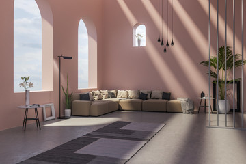 Sonniger Innenraum Wohnzimer im orientalischen Stil