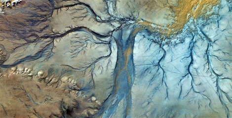 the evening dress, abstract photography of the deserts of Africa from the air. aerial view of...