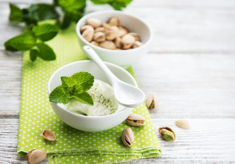 pistachio ice cream and mint