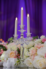 Candles as decoration on wedding