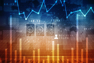2d rendering Stock market online business concept. business Graph 