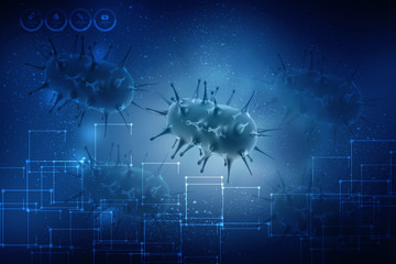 3d rendering Virus bacteria cells background