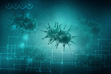 3d rendering Virus bacteria cells background