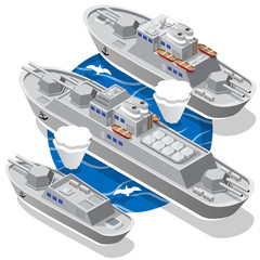 War ships. Isometric. Vector illustration. © caryblade