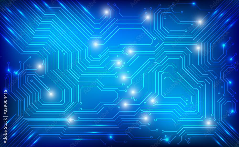 Aufkleber Circuit Board Technology Blue Pattern Vector Background