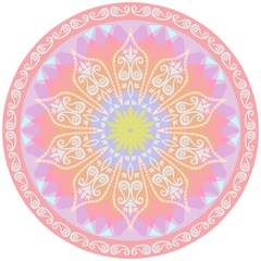 Yoga mat with flower mandala and paisley pattern. Vector template.