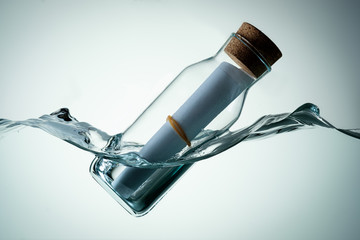bottle of wine and glasses message in