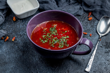 Borscht with sour cream