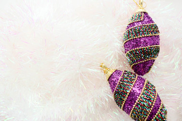 Christmas toys with tinsel