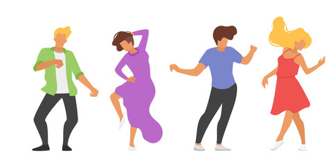 Dancing people silhouette