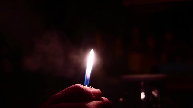 Lighter fire and smoke