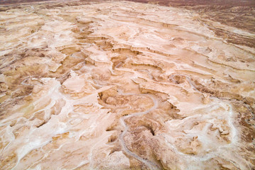 Top view from Masada fortress to the Judaean desert and the Dead Sea. The desert land of Israel....