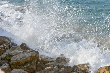 waves crashing on the rocks