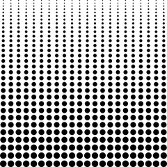 Velvet curtains Pop Art halftone background, decreasing black dots vertically, vector halftone background comics or manga
