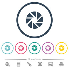 Aperture flat color icons in round outlines