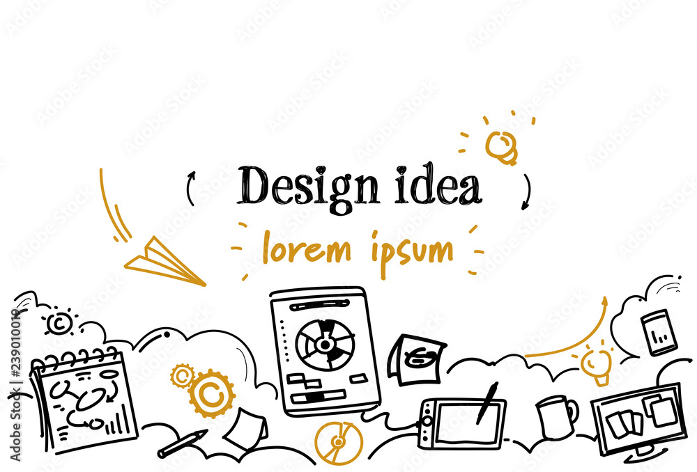 Fototapete graphic design idea development concept sketch doodle horizontal copy space