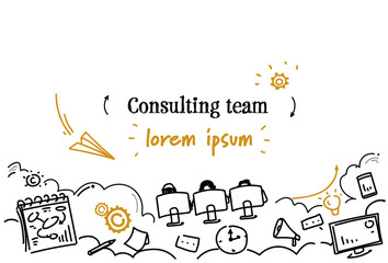 business support technology consulting team concept sketch doodle horizontal copy space © mast3r