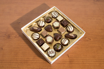 Detailed chocolates box on a table