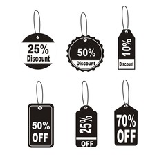 black discount coupon vector icon set.