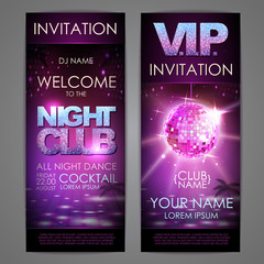 Set of disco background banners. Night club poster