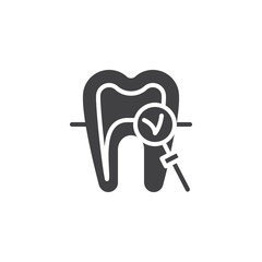 Tooth and dental mirror vector icon. filled flat sign for mobile concept and web design. Dental care simple solid icon. Dentistry symbol, logo illustration. Pixel perfect vector graphics