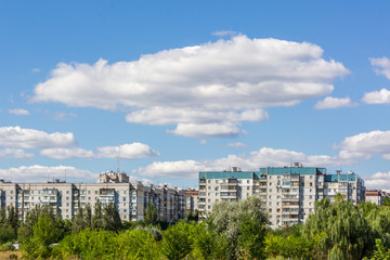 Fototapeta na wymiar clouds over the Tsvetochny village in Donetsk