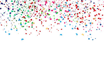 Colorful confetti, paper scatter celebration party abstract background vector illustration