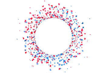 Confetti paper scatter explosion celebration party circles banner flat design abstract background vector illustration