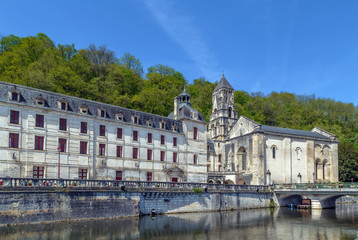 Fototapeta na wymiar Abbey of Brantome and its bell tower, France
