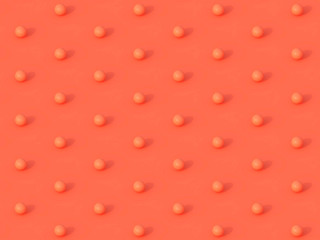 Abstract background pattern of coral spheres on coral background. 3d rendering. Coral living balls texture. Coral pearls background. Geometrical texture.