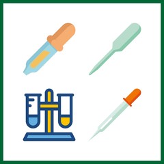 4 dropper icon. Vector illustration dropper set. pipette and test tube icons for dropper works