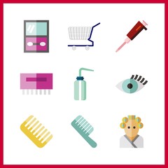 9 salon icon. Vector illustration salon set. needle and comb icons for salon works