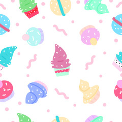 Dessert, sugar sweet food concept seamless pattern abstract background vector illustration