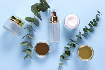 Moisturizing care skincare face cream for healing complicated troubled skin type in an open jar...