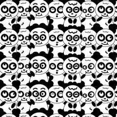 Panda collection pattern cute animals doodles concept abstract background vector illustration